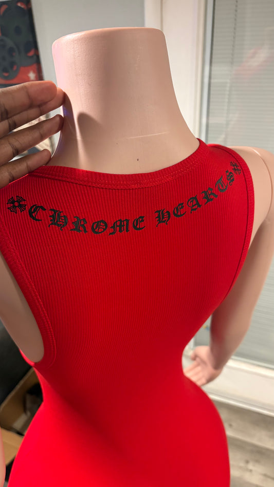 Red Chrome Heart Dress/TankTop