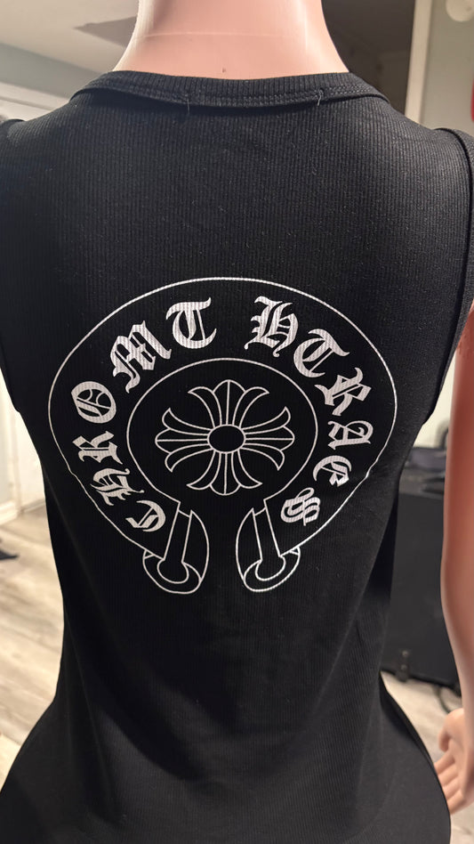 Black n White Chrome Heart Dress/TankTop