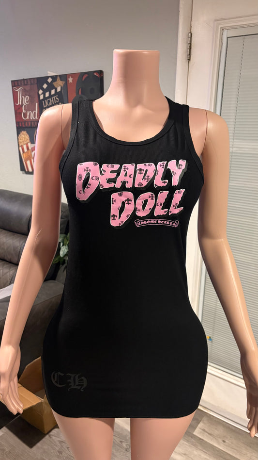 Black n Pink Chrome Heart Deadly Doll TankTop/Dress