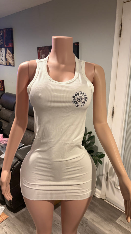 Black n White Chrome Heart Dress/TankTop