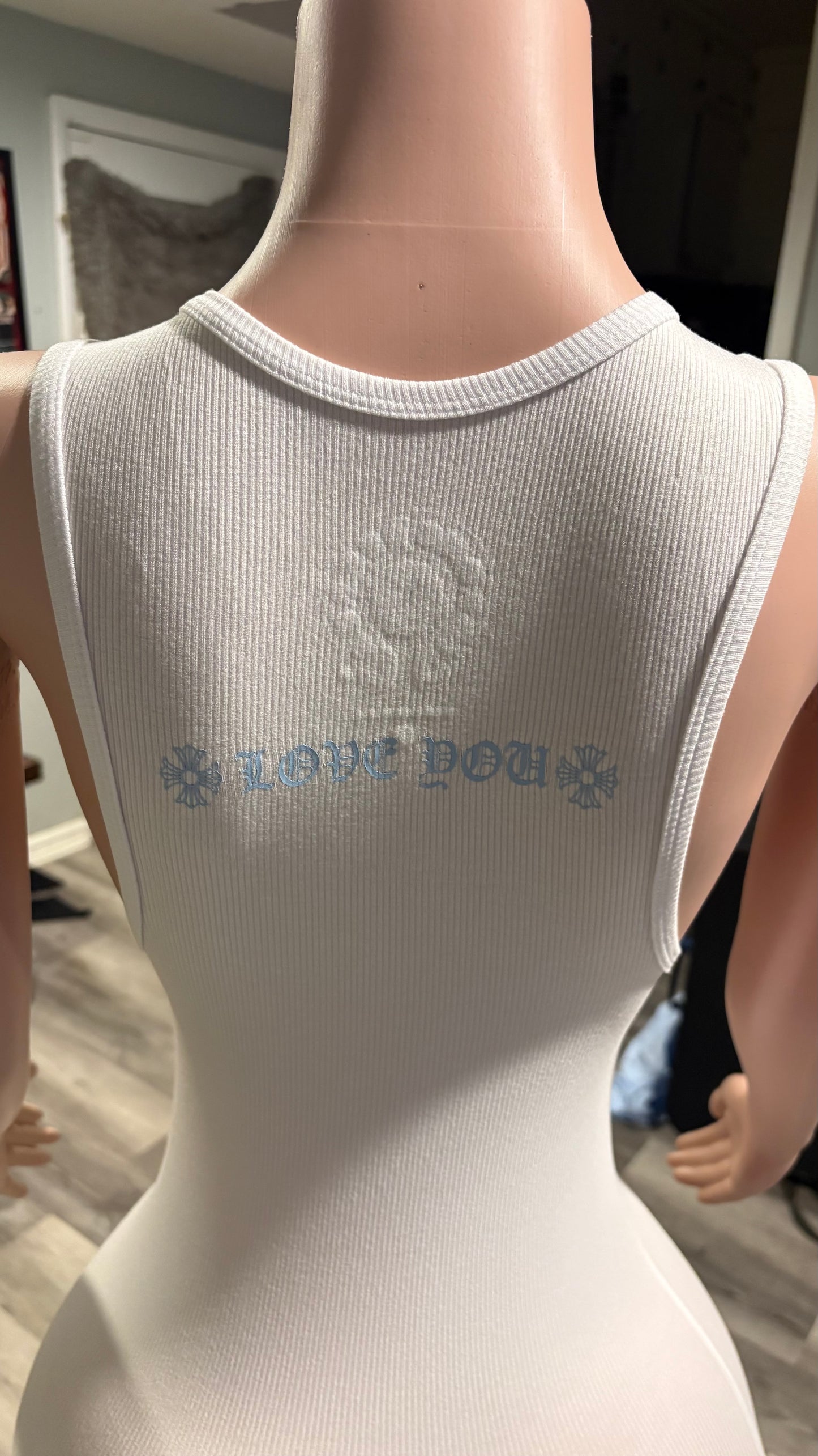 White and Blue Chrome Heart Dress/TankTop