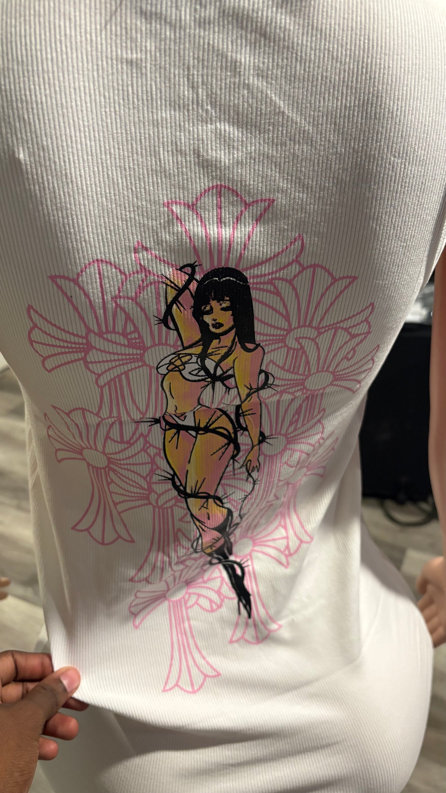 White n Pink Chrome Heart TankTop/Dress