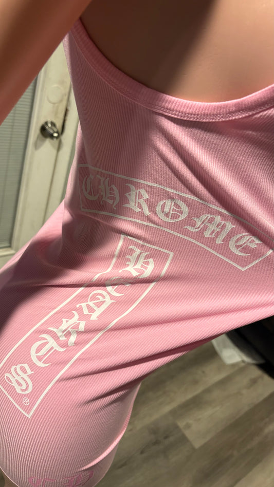Pink and White Chrome Heart TankTop/Shirt