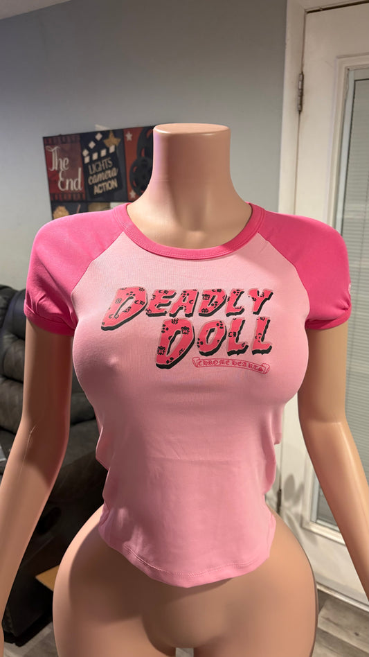 Pink Deadly Doll CropTop Shirt